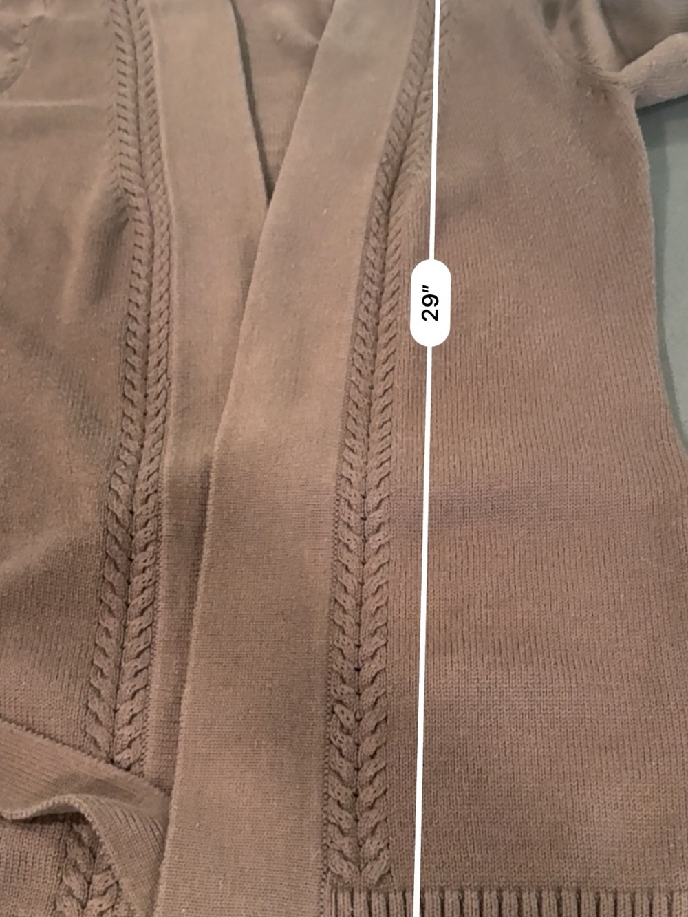 IZOD Brown Belted Open Front Cardigan Sweater Small - Picture 5 of 8
